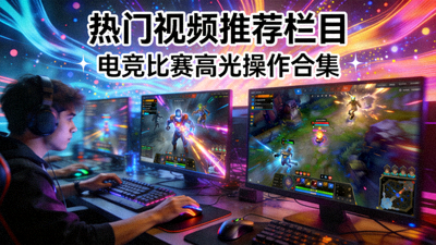 热门视频推荐栏目 - 电竞比赛高光操作合集，特效炫酷